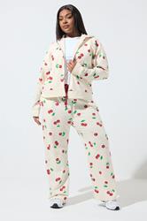 LIMITED COLLECTION Plus Size Cream Cherry Zip Through Hoodie | Yours Clothing 1