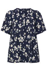 EVANS Plus Size Navy Blue Daisy Pleat Front Top | Evans 5