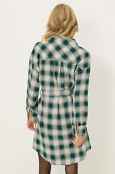 PixieGirl Petite Women's Green Check Print Shirt Dress | PixieGirl 2