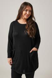EVANS Plus Size Black Front Pocket Tunic Jumper | Evans  3