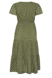M&Co Petite Khaki Green Dobby Tiered Maxi Dress | M&Co 2