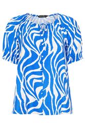 EVANS Plus Size Cobalt Abstract Tie Neck Blouse | Evans 5