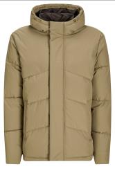 JACK & JONES Big & Tall Beige Brown Hooded Puffer Jacket