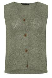 LTS Tall Sage Green Button Knitted Vest Top