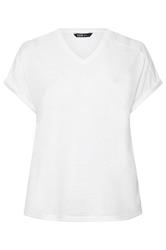 YOURS Curve White Premium Linen Look T-Shirt