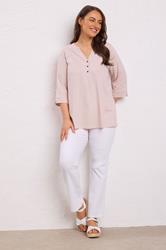 EVANS Plus Size Pink Pleat Front Henley Top | Evans 1