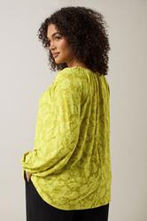 EVANS Plus Size Chartreuse Green Floral Burnout Blouse | Evans 4