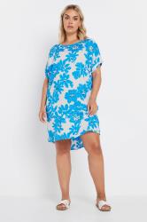 YOURS Plus Size Light Blue Floral Print Tunic Dress | Yours Clothing 3