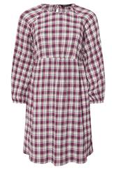 YOURS Curve Pink Check Textured Smock Dress