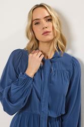 LTS Tall Blue Acid Wash Tie Neck Midi Dress | Long Tall Sally 5