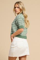 PixieGirl Petite Women's Green Knitted Gingham Cardigan | PixieGirl 2
