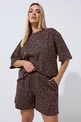 LIMITED COLLECTION Plus Size Chocolate Brown Leopard Shorts | Yours Clothing 3