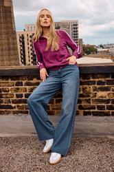 LTS Tall Women's Blue Cotton Raw Hem Wide Leg Jeans | Long Tall Sally 3