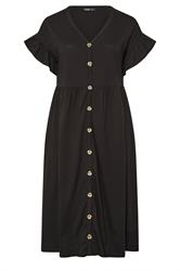 YOURS Curve Black Peplum Midi Dress