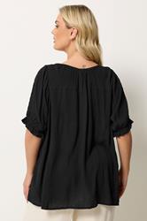 YOURS Plus Size Black Crochet Detail Top | Yours Clothing 2