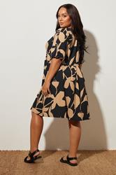 YOURS Plus Size Black Floral Tie Neck Mini Dress | Yours Clothing 2