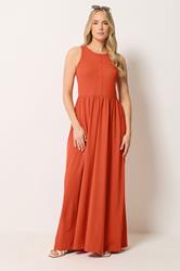 LTS Tall Women's Orange Button Detail Cotton Maxi Dress | Long Tall Sally 3
