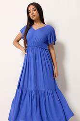 M&Co Petite Cobalt Blue Shirred Waist Maxi Dress | M&Co 1