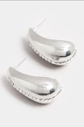 Silver Tone Tear Drop Diamante Earrings | Yours Clothing 2