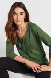 LTS Tall 2 PACK Khaki Green & Dark Pink Cotton Henley Tops | Long Tall Sally 2