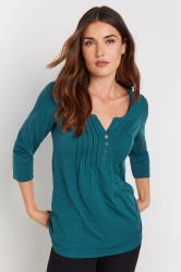 LTS Tall 2 PACK Charcoal Grey & Teal Blue Cotton Henley Tops | Long Tall Sally 1