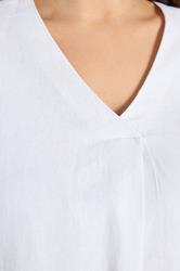EVANS Plus Size White Premium Linen Front Pleat Top | Evans  5