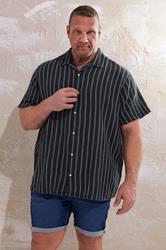 JACK & JONES Big & Tall Navy Blue & White Stripe Resort Shirt | BadRhino 2