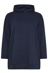 YOURS Curve Navy Blue Seam Detail Hoodie