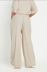 BUMP IT UP MATERNITY Plus Size Cream Premium Ribbed Wide Leg Trousers | Yours Clothing 2