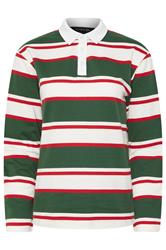PixieGirl Petite Green & Red Striped Cotton Rugby T-Shirt