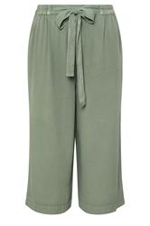 YOURS Curve Sage Green Chambray Tie Waist Cropped Trousers