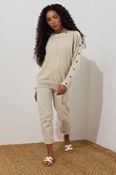 M&Co Petite Camel Brown Batwing Eyelet Jumper | M&Co 1