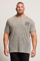 BadRhino Big & Tall Grey Acid Wash Skull Graphic T-Shirt | BadRhino 3