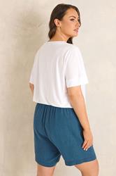 EVANS Plus Size Blue Linen Shorts | Evans 4