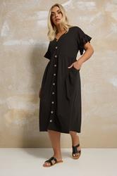 YOURS Plus Size Black Peplum Midi Dress | Yours Clothing 3