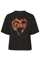 LIMITED COLLECTION Plus Size Black 'Love' Fire Heart T-Shirt | Yours Clothing 5
