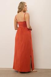 LTS Tall Maternity Rust Orange Cotton Crochet Bust Maxi Dress | Long Tall Sally 2