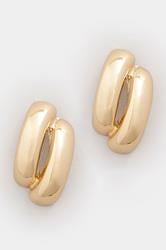 Gold Tone Double Curve Stud Earrings | Yours Clothing 3