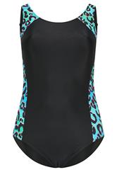 YOURS Plus Size Black Active Leopard Print Swimsuit | Yours Clothing 6