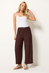 M&Co Rust Brown Wide Leg Cropped Trousers | M&Co 3