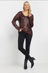LTS Tall Women's Chocolate Brown Foil Jumper | Long Tall Sally 1