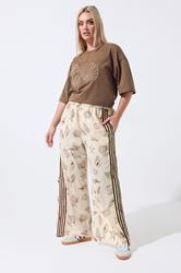LIMITED COLLECTION Plus Size Nude Shell Print Wide Leg Trousers | Yours Clothing 3