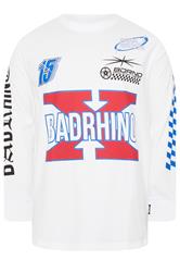 BadRhino Big & Tall White Long Sleeve Racing Graphic T-shirt