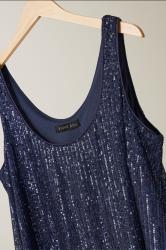EVANS Plus Size Navy Blue Sequin Embellished Vest Top | Evans  7