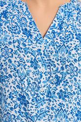 YOURS Plus Size Blue Crinkle Floral Notch Neck Top | Yours Clothing 4
