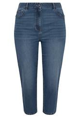 EVANS Curve Fit Blue Midwash Cropped Straight Leg Jeans