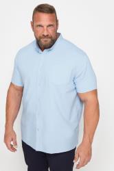 BadRhino Big & Tall Premium Light Blue Short Sleeve Oxford Cotton Shirt | BadRhino 3