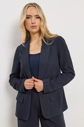 LTS Tall Women's Navy Blue Linen Blazer | Long Tall Sally 1
