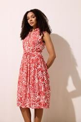 M&Co Red and White Abstract Printed Sleeveless Shirt Dress | M&Co 3