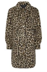 PixieGirl Petite Women's Beige Brown Leopard Print Longline Shacket | PixieGirl 5